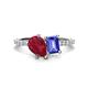 1 - Zahara 9x7 mm Pear Ruby and 7x5 mm Emerald Cut Tanzanite 2 Stone Duo Ring 