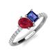 4 - Zahara 9x7 mm Pear Ruby and 7x5 mm Emerald Cut Iolite 2 Stone Duo Ring 