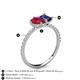 5 - Zahara 9x7 mm Pear Ruby and 7x5 mm Emerald Cut Iolite 2 Stone Duo Ring 