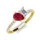 4 - Zahara 9x7 mm Pear Ruby and 7x5 mm Emerald Cut White Sapphire 2 Stone Duo Ring 