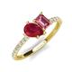4 - Zahara 9x7 mm Pear Ruby and 7x5 mm Emerald Cut Pink Tourmaline 2 Stone Duo Ring 