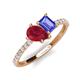 4 - Zahara 9x7 mm Pear Ruby and 7x5 mm Emerald Cut Tanzanite 2 Stone Duo Ring 