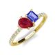 4 - Zahara 9x7 mm Pear Ruby and 7x5 mm Emerald Cut Tanzanite 2 Stone Duo Ring 