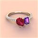 3 - Zahara 9x7 mm Pear Ruby and 7x5 mm Emerald Cut Amethyst 2 Stone Duo Ring 