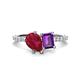 1 - Zahara 9x7 mm Pear Ruby and 7x5 mm Emerald Cut Amethyst 2 Stone Duo Ring 