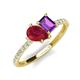 4 - Zahara 9x7 mm Pear Ruby and 7x5 mm Emerald Cut Amethyst 2 Stone Duo Ring 