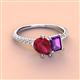 3 - Zahara 9x7 mm Pear Ruby and 7x5 mm Emerald Cut Amethyst 2 Stone Duo Ring 