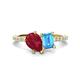 1 - Zahara 9x7 mm Pear Ruby and 7x5 mm Emerald Cut Blue Topaz 2 Stone Duo Ring 