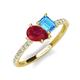 4 - Zahara 9x7 mm Pear Ruby and 7x5 mm Emerald Cut Blue Topaz 2 Stone Duo Ring 