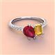 3 - Zahara 9x7 mm Pear Ruby and 7x5 mm Emerald Cut Citrine 2 Stone Duo Ring 