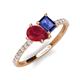 4 - Zahara 9x7 mm Pear Ruby and 7x5 mm Emerald Cut Iolite 2 Stone Duo Ring 