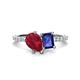 1 - Zahara 9x7 mm Pear Ruby and 7x5 mm Emerald Cut Iolite 2 Stone Duo Ring 