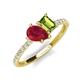 4 - Zahara 9x7 mm Pear Ruby and 7x5 mm Emerald Cut Peridot 2 Stone Duo Ring 
