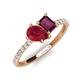 4 - Zahara 9x7 mm Pear Ruby and 7x5 mm Emerald Cut Rhodolite Garnet 2 Stone Duo Ring 