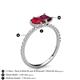 5 - Zahara 9x7 mm Pear Ruby and 7x5 mm Emerald Cut Rhodolite Garnet 2 Stone Duo Ring 