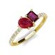 4 - Zahara 9x7 mm Pear Ruby and 7x5 mm Emerald Cut Rhodolite Garnet 2 Stone Duo Ring 