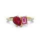 1 - Zahara 9x7 mm Pear Ruby and 7x5 mm Emerald Cut Pink Tourmaline 2 Stone Duo Ring 