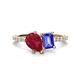 1 - Zahara 9x7 mm Pear Ruby and 7x5 mm Emerald Cut Tanzanite 2 Stone Duo Ring 