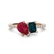 1 - Zahara 9x7 mm Pear Ruby and 7x5 mm Emerald Cut London Blue Topaz 2 Stone Duo Ring 