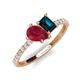 4 - Zahara 9x7 mm Pear Ruby and 7x5 mm Emerald Cut London Blue Topaz 2 Stone Duo Ring 