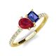 4 - Zahara 9x7 mm Pear Ruby and 7x5 mm Emerald Cut Iolite 2 Stone Duo Ring 
