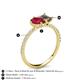 5 - Zahara 9x7 mm Pear Ruby and 7x5 mm Emerald Cut Smoky Quartz 2 Stone Duo Ring 