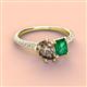 3 - Zahara 9x6 mm Pear Smoky Quartz and 7x5 mm Emerald Cut Lab Created Emerald 2 Stone Duo Ring 