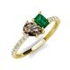 4 - Zahara 9x6 mm Pear Smoky Quartz and 7x5 mm Emerald Cut Lab Created Emerald 2 Stone Duo Ring 