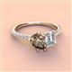 3 - Zahara 9x6 mm Pear Smoky Quartz and IGI Certified 7x5 mm Emerald Cut Lab Grown Diamond 2 Stone Duo Ring 