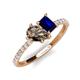4 - Zahara 9x6 mm Pear Smoky Quartz and 7x5 mm Emerald Cut Lab Created Blue Sapphire 2 Stone Duo Ring 