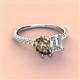4 - Zahara 9x6 mm Pear Smoky Quartz and IGI Certified 7x5 mm Emerald Cut Lab Grown Diamond 2 Stone Duo Ring 