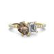 1 - Zahara 9x6 mm Pear Smoky Quartz and 7x5 mm Emerald Cut Forever Brilliant Moissanite 2 Stone Duo Ring 