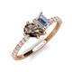 4 - Zahara 9x6 mm Pear Smoky Quartz and 7x5 mm Emerald Cut Forever Brilliant Moissanite 2 Stone Duo Ring 