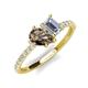 4 - Zahara 9x6 mm Pear Smoky Quartz and 7x5 mm Emerald Cut Forever One Moissanite 2 Stone Duo Ring 