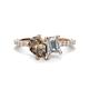 1 - Zahara 9x6 mm Pear Smoky Quartz and 7x5 mm Emerald Cut Forever One Moissanite 2 Stone Duo Ring 
