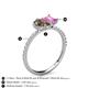 5 - Zahara 9x6 mm Pear Smoky Quartz and 7x5 mm Emerald Cut Lab Created Pink Sapphire 2 Stone Duo Ring 