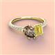 3 - Zahara 9x6 mm Pear Smoky Quartz and 7x5 mm Emerald Cut Lab Created Yellow Sapphire 2 Stone Duo Ring 