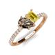 4 - Zahara 9x6 mm Pear Smoky Quartz and 7x5 mm Emerald Cut Lab Created Yellow Sapphire 2 Stone Duo Ring 