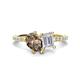 1 - Zahara 9x6 mm Pear Smoky Quartz and 7x5 mm Emerald Cut White Sapphire 2 Stone Duo Ring 