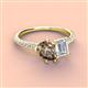 3 - Zahara 9x6 mm Pear Smoky Quartz and 7x5 mm Emerald Cut White Sapphire 2 Stone Duo Ring 