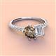 3 - Zahara 9x6 mm Pear Smoky Quartz and 7x5 mm Emerald Cut White Sapphire 2 Stone Duo Ring 