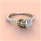 3 - Zahara 9x6 mm Pear Smoky Quartz and 7x5 mm Emerald Cut White Sapphire 2 Stone Duo Ring 