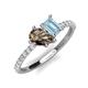 4 - Zahara 9x6 mm Pear Smoky Quartz and 7x5 mm Emerald Cut Aquamarine 2 Stone Duo Ring 