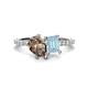 1 - Zahara 9x6 mm Pear Smoky Quartz and 7x5 mm Emerald Cut Aquamarine 2 Stone Duo Ring 