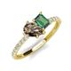 4 - Zahara 9x6 mm Pear Smoky Quartz and 7x5 mm Emerald Cut Lab Created Alexandrite 2 Stone Duo Ring 