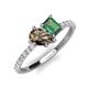 4 - Zahara 9x6 mm Pear Smoky Quartz and 7x5 mm Emerald Cut Lab Created Alexandrite 2 Stone Duo Ring 