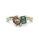 1 - Zahara 9x6 mm Pear Smoky Quartz and 7x5 mm Emerald Cut Lab Created Alexandrite 2 Stone Duo Ring 