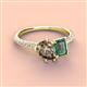 3 - Zahara 9x6 mm Pear Smoky Quartz and 7x5 mm Emerald Cut Lab Created Alexandrite 2 Stone Duo Ring 