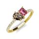 4 - Zahara 9x6 mm Pear Smoky Quartz and 7x5 mm Emerald Cut Pink Tourmaline 2 Stone Duo Ring 