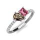 4 - Zahara 9x6 mm Pear Smoky Quartz and 7x5 mm Emerald Cut Pink Tourmaline 2 Stone Duo Ring 